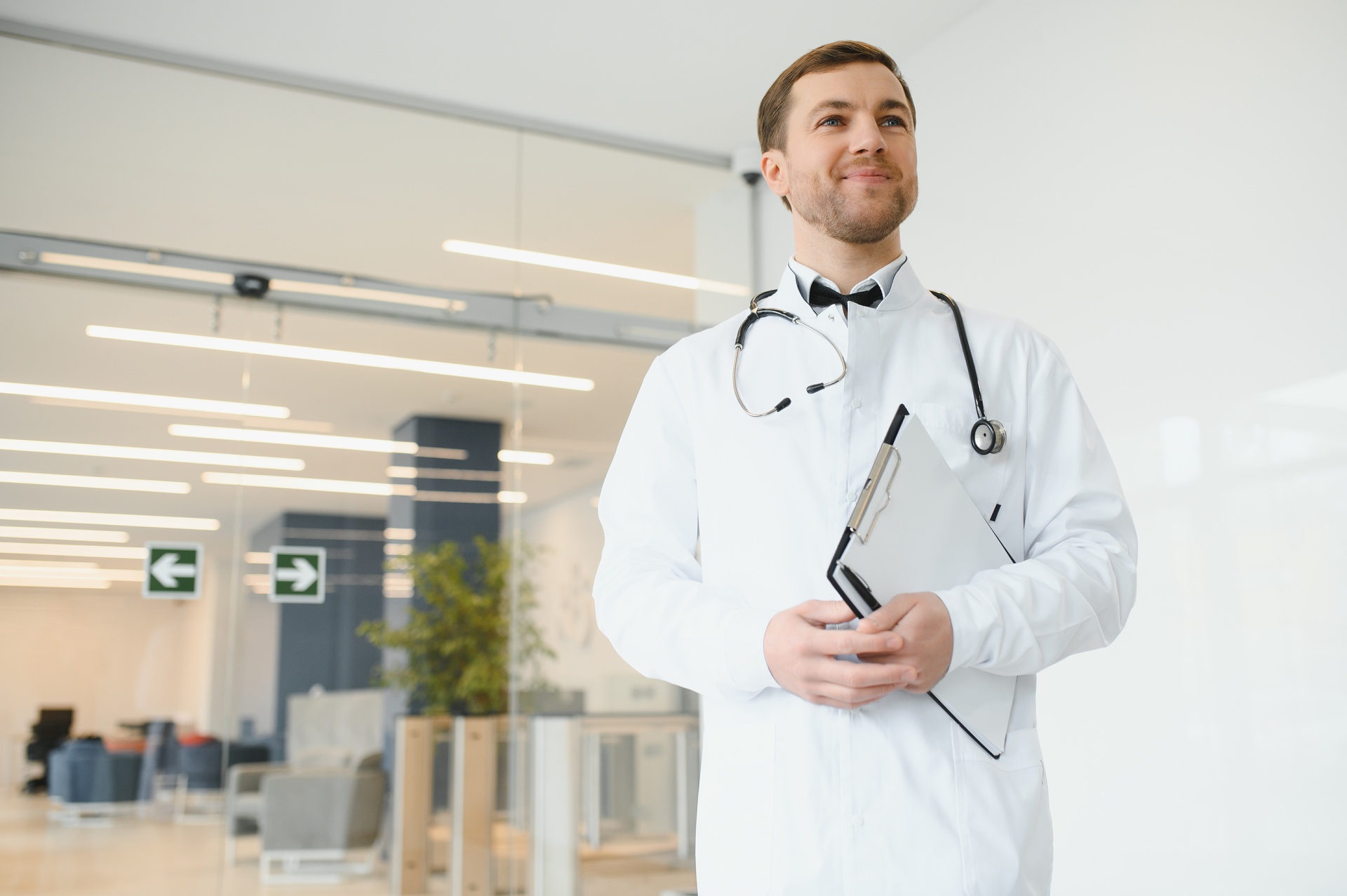 Professional doctor in medical uniform ready to serve
